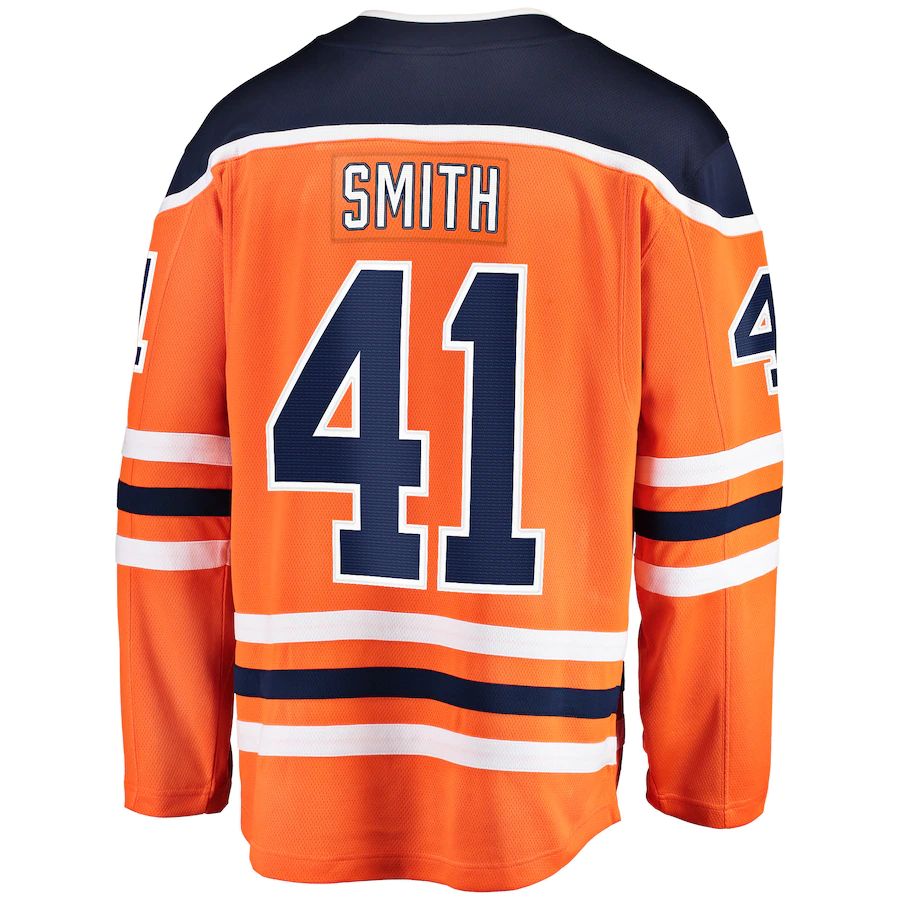 E.Oilers #41 Mike Smith Fanatics Branded Breakaway Team Color Player Jersey Orange Stitched American Hockey Jerseys - Main View