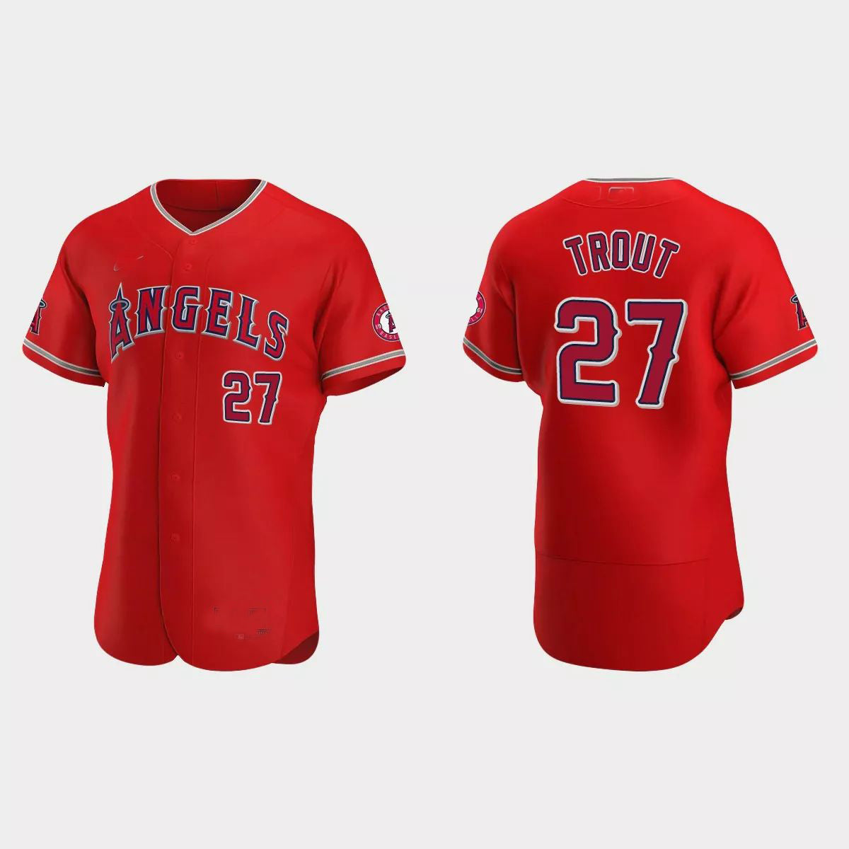 Los Angeles Angels #27 Mike Trout Red Authentic 2020 Alternate Jersey Men Youth Women Baseball Jerseys - Main View