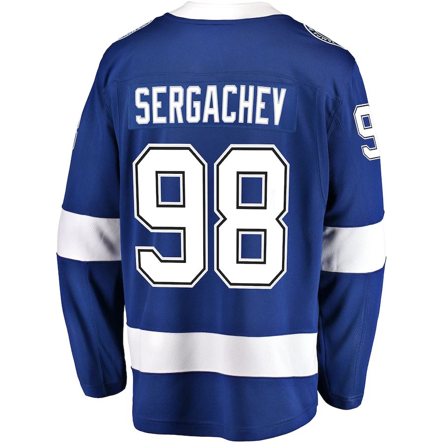 TB.Lightning #98 Mikhail Sergachev Fanatics Branded Home Breakaway Player Jersey Blue Stitched American Hockey Jerseys - Main View