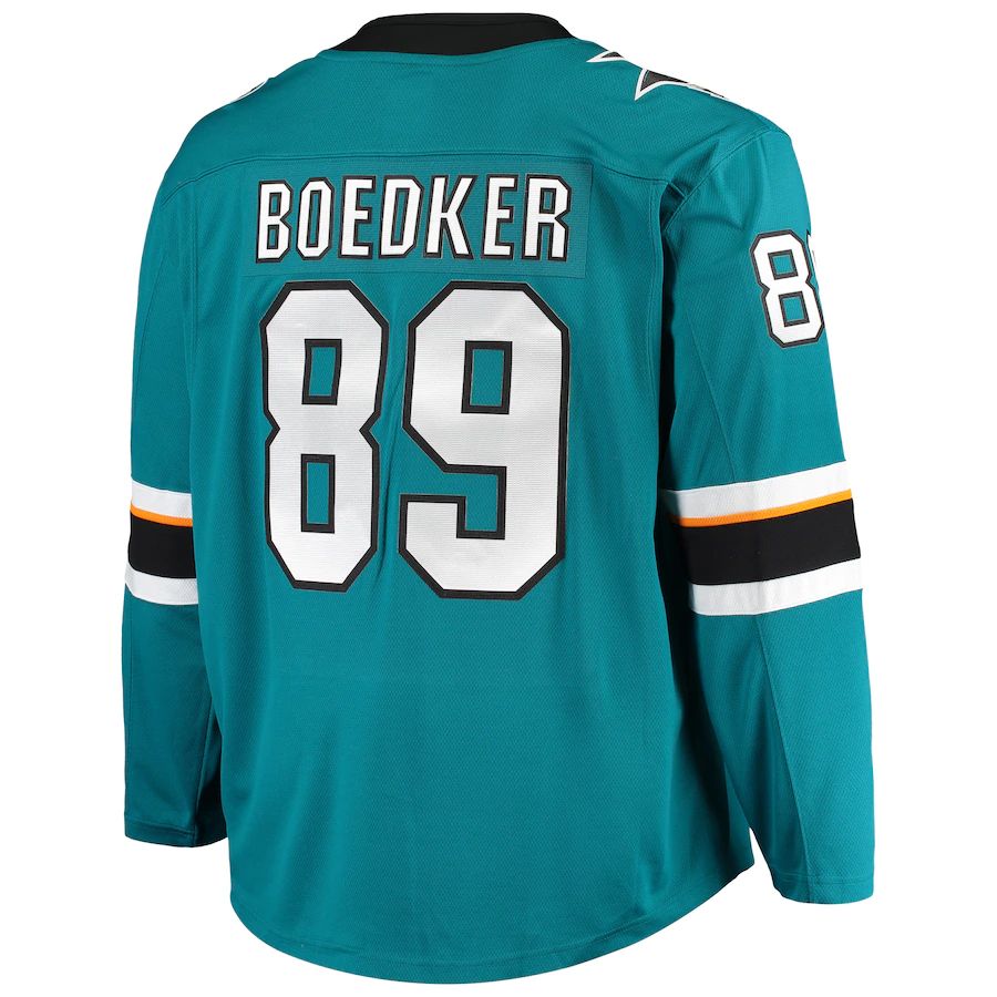 SJ.Sharks #89 Mikkel Boedker Fanatics Branded Breakaway Home Player Jersey Teal Stitched American Hockey Jerseys - Main View