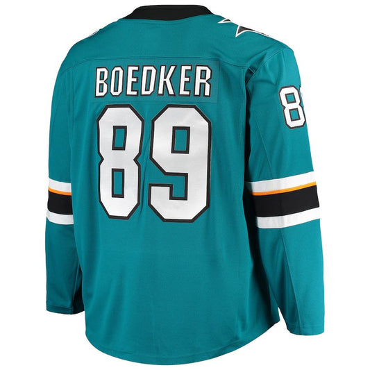 SJ.Sharks #89 Mikkel Boedker Fanatics Branded Breakaway Home Player Jersey Teal Stitched American Hockey Jerseys - Main View
