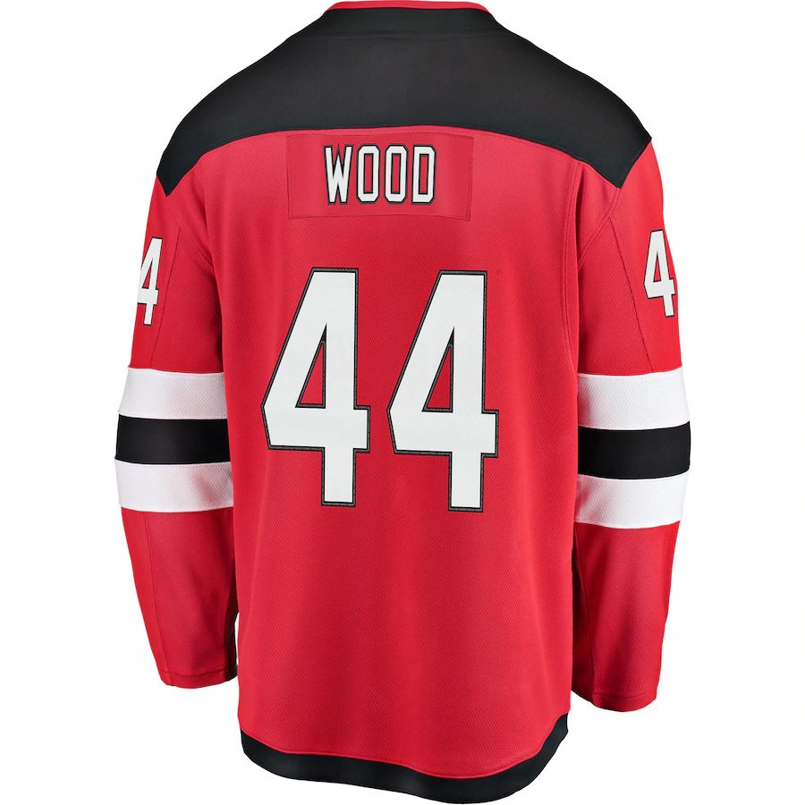 NJ.Devils #44 Miles Wood Fanatics Branded Home Breakaway Player Jersey  Red Stitched American Hockey Jerseys - Main View