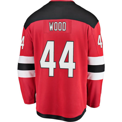 NJ.Devils #44 Miles Wood Fanatics Branded Home Breakaway Player Jersey  Red Stitched American Hockey Jerseys - Main View
