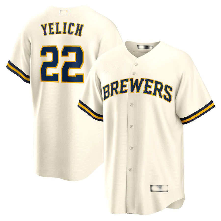 Milwaukee Brewers #22 Christian Yelich  Cream Alternate Replica Player Jersey Baseball Jerseys - Main View