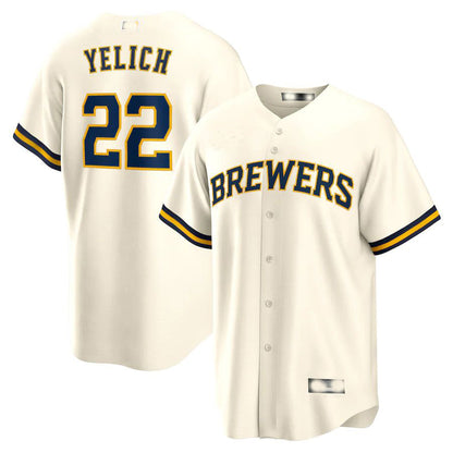 Milwaukee Brewers #22 Christian Yelich  Cream Alternate Replica Player Jersey Baseball Jerseys - Main View