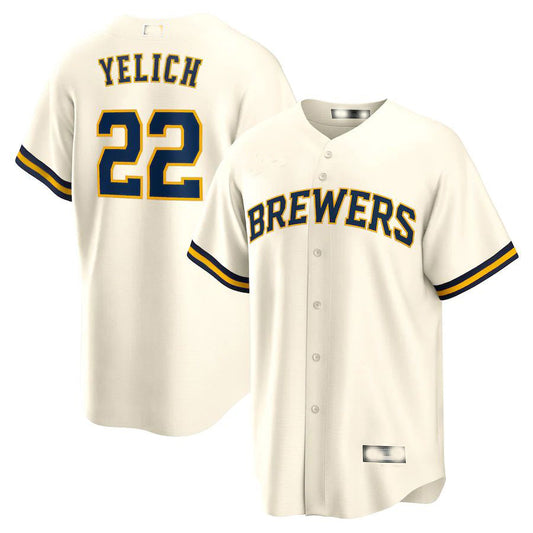 Milwaukee Brewers #22 Christian Yelich  Cream Alternate Replica Player Jersey Baseball Jerseys - Main View
