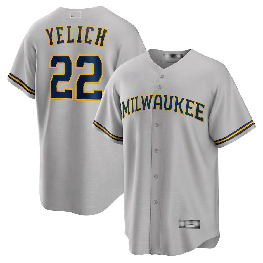 Milwaukee Brewers #22 Christian Yelich Gray Alternate Replica Player Jersey Baseball Jerseys - Main View