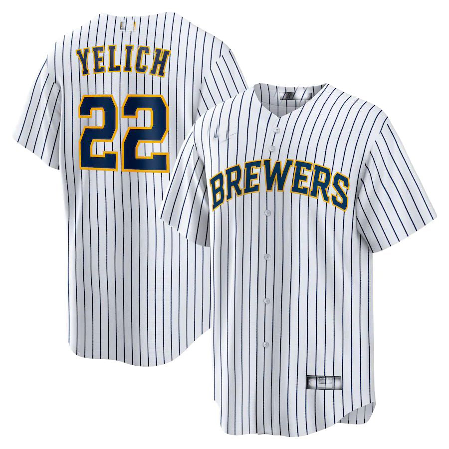 Milwaukee Brewers #22 Christian Yelich White Alternate Replica Player Jersey Baseball Jerseys - Main View