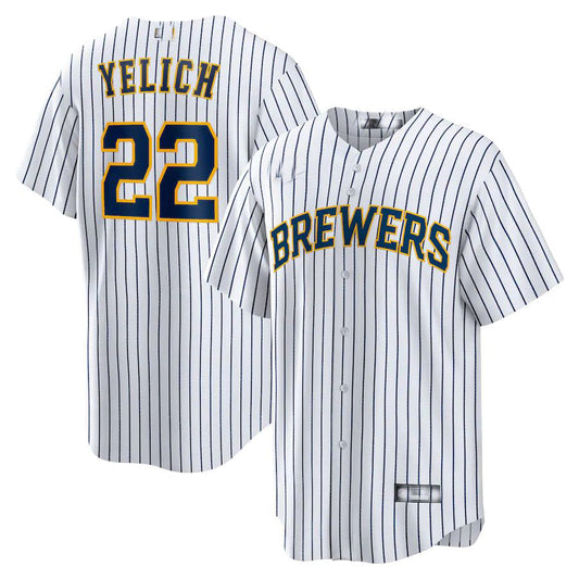 Milwaukee Brewers #22 Christian Yelich White Alternate Replica Player Jersey Baseball Jerseys - Main View