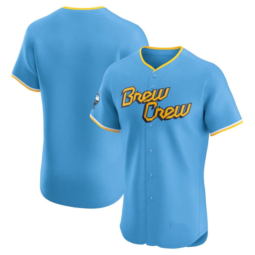 Milwaukee Brewers City Connect Elite Jersey - Powder Blue Stitched Baseball Jersey - Main View