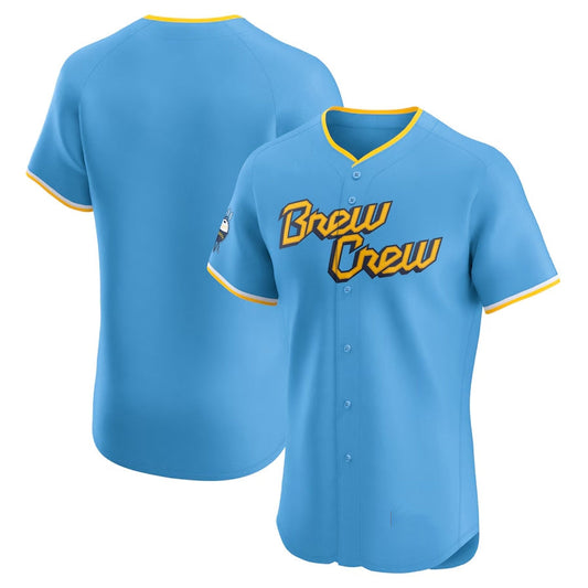 Milwaukee Brewers City Connect Elite Jersey - Powder Blue Stitched Baseball Jersey - Main View