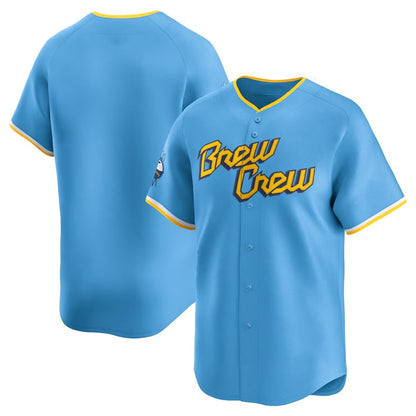 Milwaukee Brewers City Connect Limited Jersey - Light Blue Stitched Baseball Jersey - Main View
