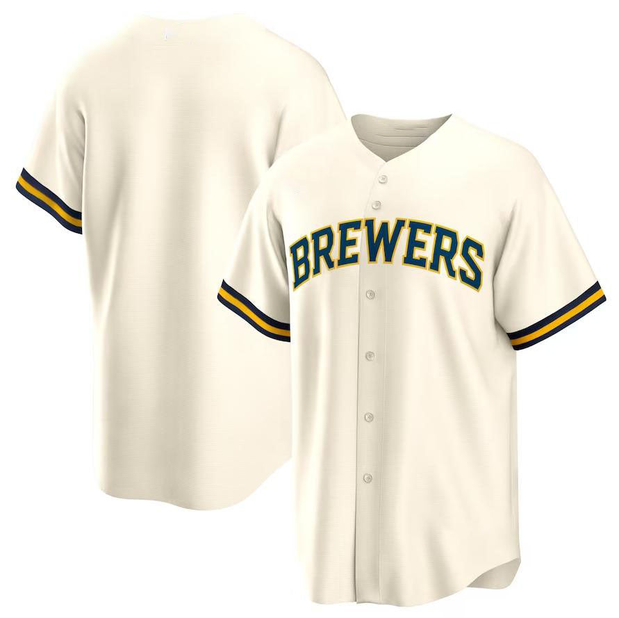 Milwaukee Brewers Cream Home Blank Replica Jersey Baseball Jerseys - Main View