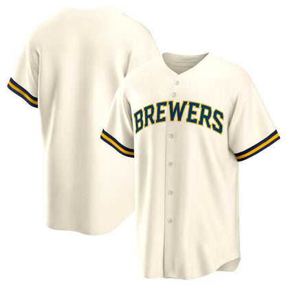 Milwaukee Brewers Cream Home Blank Replica Jersey Baseball Jerseys - Main View