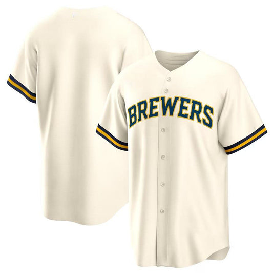 Milwaukee Brewers Cream Home Blank Replica Jersey Baseball Jerseys - Main View