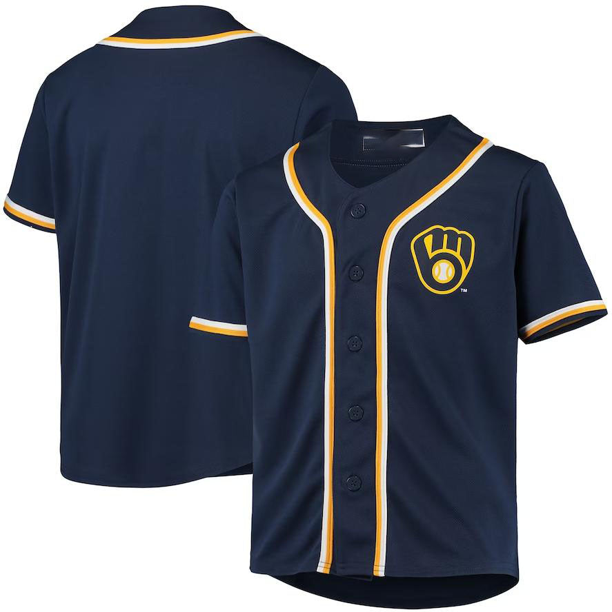 Milwaukee Brewers Navy Team Jersey Baseball Jersey - Main View