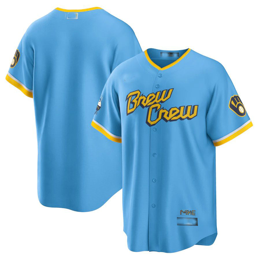 Milwaukee Brewers Powder Blue 2022 City Connect Replica Team Jersey Baseball Jerseys - Main View