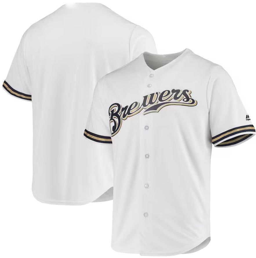 Milwaukee Brewers White Majestic Team Official Jersey Baseball Jersey - Main View