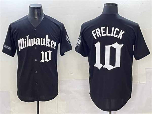 Milwaukee Brewers #10 Sal Frelick Black 'Gothic 414 Shadows Edition' Vapor Premier Limited Stitched Baseball Jersey - Main View