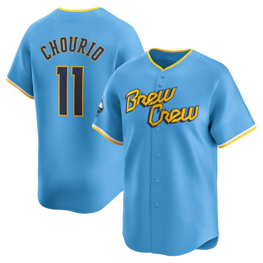Milwaukee Brewers #11 Jackson Chourio City Connect Limited Jersey - Powder Blue Stitched Baseball Jersey - Main View