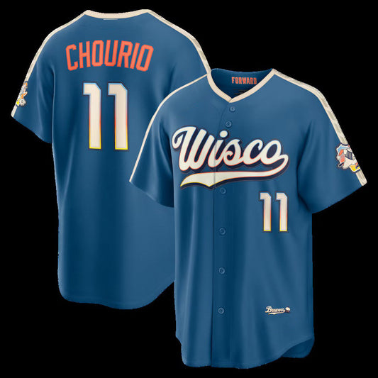 Milwaukee Brewers #11 Jackson Chourio Mineral Blue 2026 City Connect Stadium Stitched Baseball Jersey - Main View