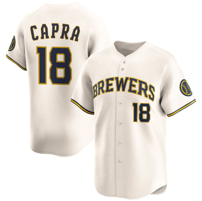 Milwaukee Brewers #18 Vinny Capra Cream 2025 Limited Stitched Baseball Jersey - Main View