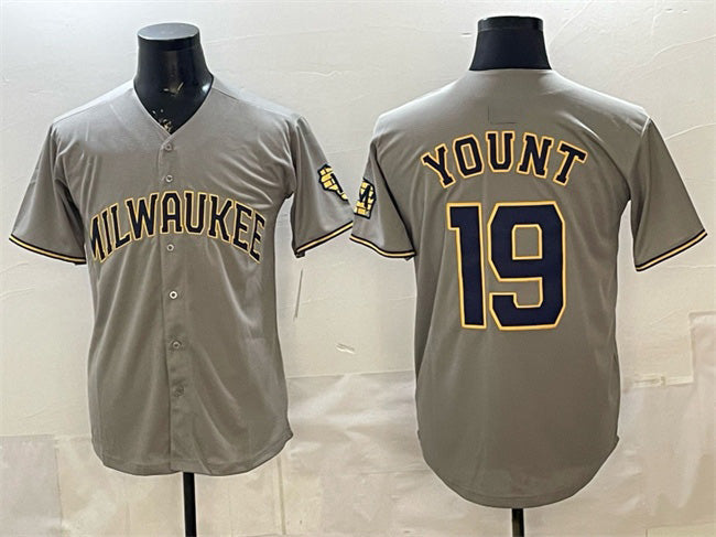 Milwaukee Brewers #19 Robin Yount Grey Home Limited Stitched Baseball Jersey - Main View