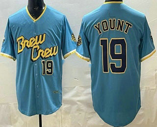 Milwaukee Brewers #19 Robin Yount Powder Blue Limited Stitched Baseball Jersey - Main View