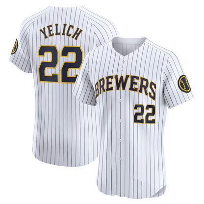 Milwaukee Brewers #22 Christian Yelich Alternate Alternate Elite Player Jersey - White Stitched Baseball Jersey - Main View