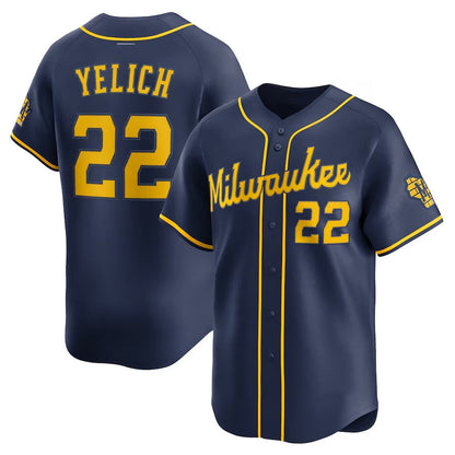 Milwaukee Brewers #22 Christian Yelich Alternate Limited Jersey - Navy Stitched Baseball Jersey - Main View