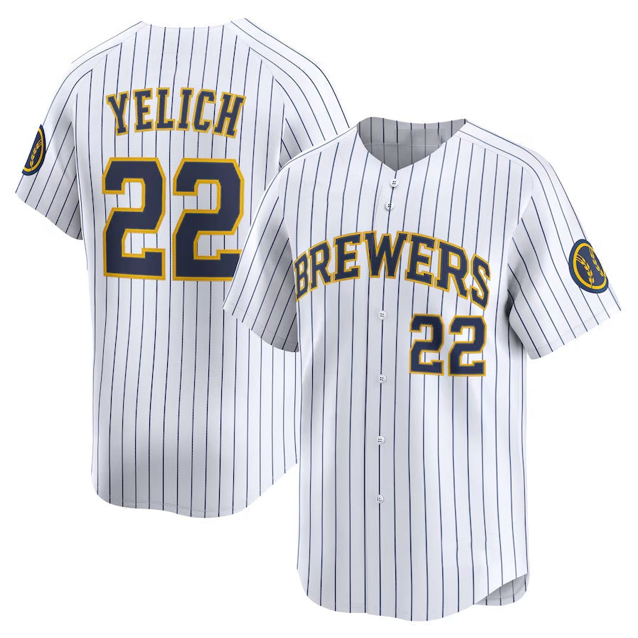 Milwaukee Brewers #22 Christian Yelich Alternate Limited Jersey - White Stitched Baseball Jersey - Main View