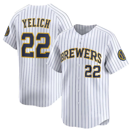 Milwaukee Brewers #22 Christian Yelich Alternate Limited Jersey - White Stitched Baseball Jersey - Main View