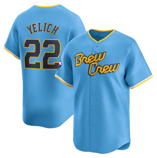 Milwaukee Brewers #22 Christian Yelich City Connect Limited Player Jersey - Powder Blue Stitched Baseball Jersey - Main View