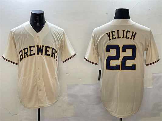 Milwaukee Brewers #22 Christian Yelich Cream Cool Base Stitched Baseball Jersey - Main View