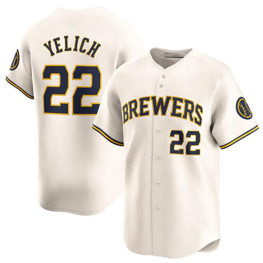 Milwaukee Brewers #22 Christian Yelich Cream Home Limited Player Jersey Baseball Jerseys - Main View