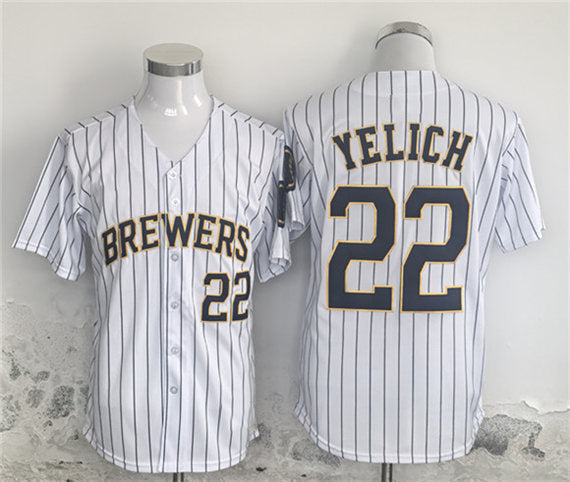 Milwaukee Brewers #22 Christian Yelich White Alternate Limited Stitched Baseball Jersey - Main View