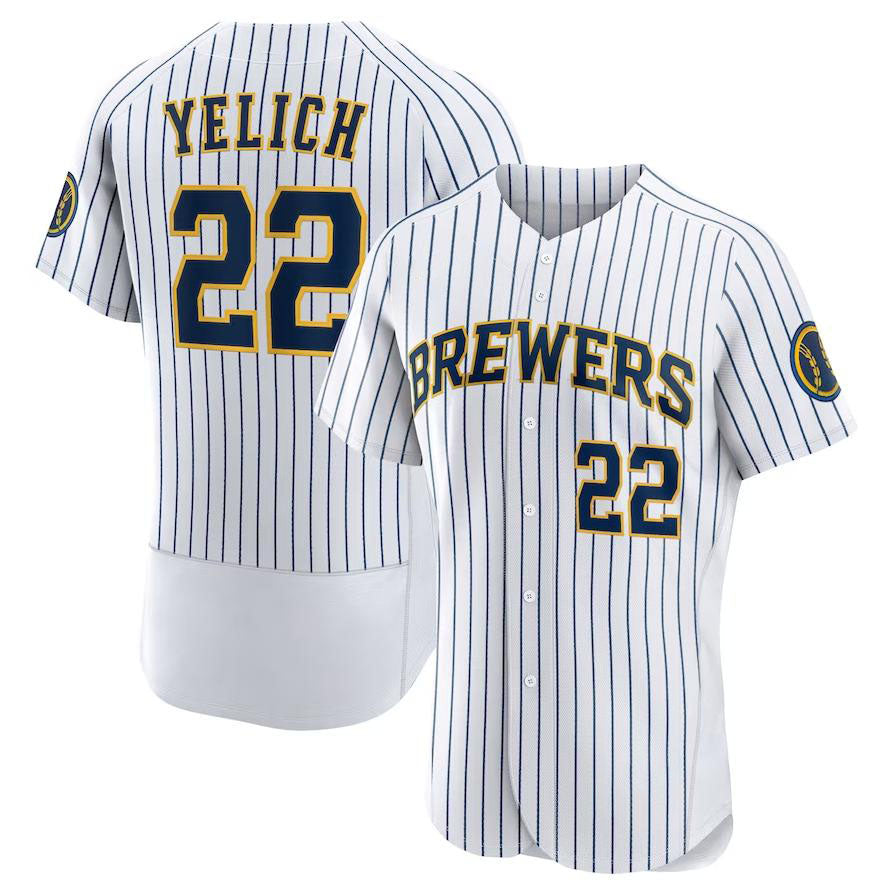 Milwaukee Brewers #22 Christian Yelich White Team Alternate Authentic Player Jersey Baseball Jerseys - Main View