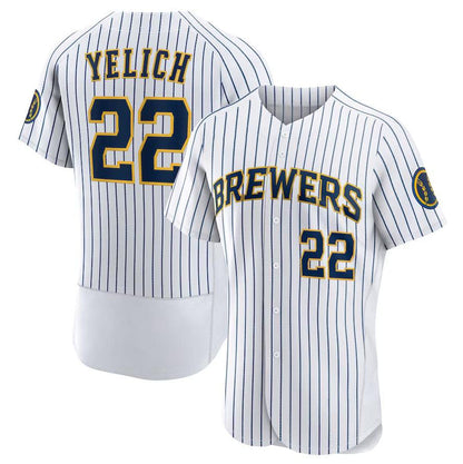 Milwaukee Brewers #22 Christian Yelich White Team Alternate Authentic Player Jersey Baseball Jerseys - Main View