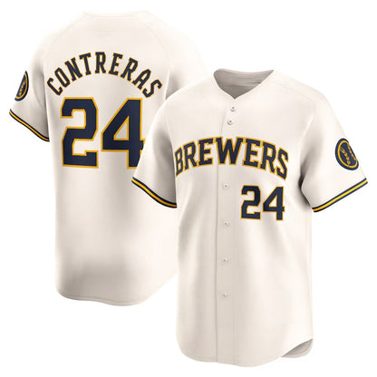 Milwaukee Brewers #24 William Contreras Home Limited Player Jersey - Cream Stitched Baseball Jersey - Main View