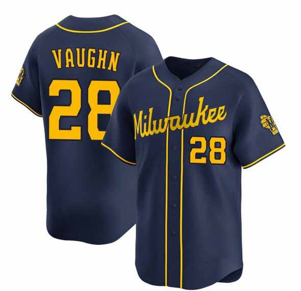 Milwaukee Brewers #28 Andrew Vaughn Navy Alternate Limited Stitched Baseball Jersey - Main View