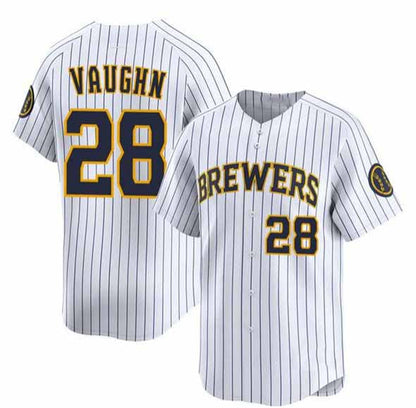 Milwaukee Brewers #28 Andrew Vaughn White Alternate Limited Stitched Baseball Jersey - Main View