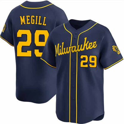 Milwaukee Brewers #29 Trevor Megill Navy Alternate Limited Stitched Baseball Jersey - Main View