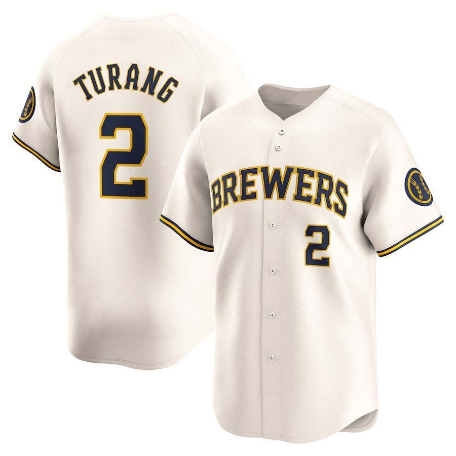 Milwaukee Brewers #2 Brice Turang Cream Limited Baseball Jerseys - Main View