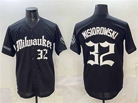 Milwaukee Brewers #32 Jacob Misiorowski Black 'Gothic 414 Shadows Edition' Vapor Premier Limited Stitched Baseball Jersey - Main View