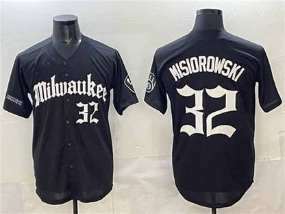 Milwaukee Brewers #32 Jacob Misiorowski Black 'Gothic 414 Shadows Edition' Vapor Premier Limited Stitched Baseball Jersey - Main View