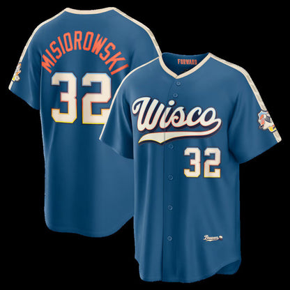 Milwaukee Brewers #32 Jacob Misiorowski Mineral Blue 2026 City Connect Stadium Stitched Baseball Jersey - Main View