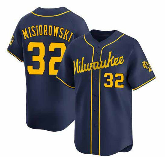 Milwaukee Brewers #32 Jacob Misiorowski Navy Alternate Limited Stitched Baseball Jersey - Main View