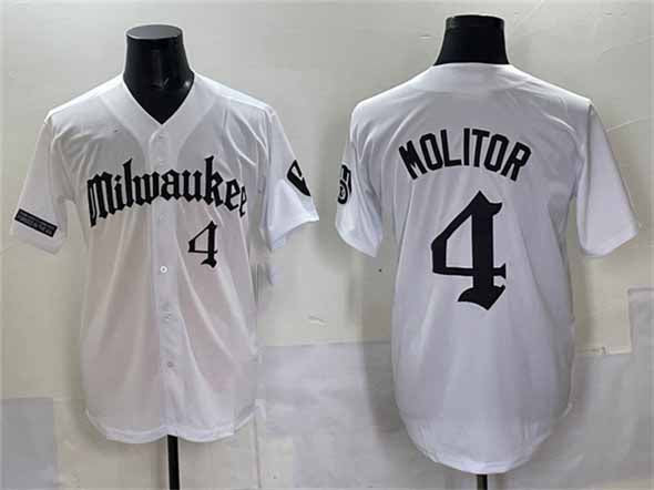 Milwaukee Brewers #4 Paul Molitor White 'Gothic 414 Shadows Edition' Vapor Premier Limited Stitched Jersey - Main View
