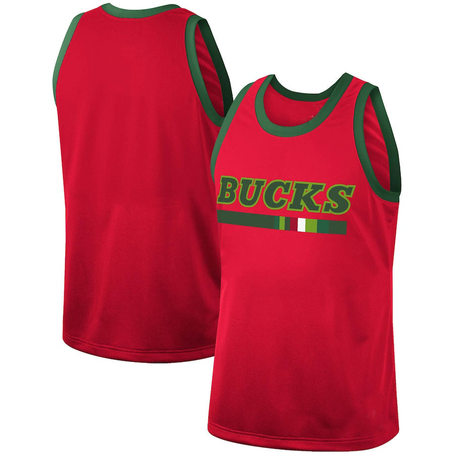 Custom M.Bucks Mitchell & Ness Hardwood Classics Team Heritage Fashion Jersey Red Statement Edition Stitched Basketball Jersey - Main View
