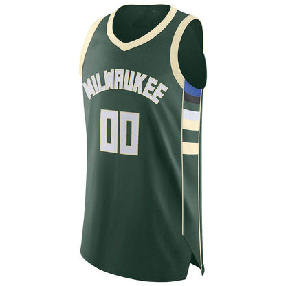Custom M.Bucks Authentic  Jersey Hunter Green Icon Edition Stitched Basketball Jersey - Main View